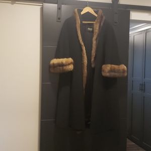 Black thick vintage cape style winter coat.